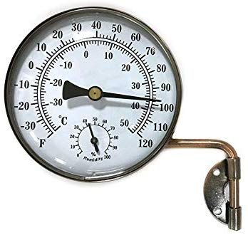 4-Inch Brass Swivel Thermometer with Humidity Function .