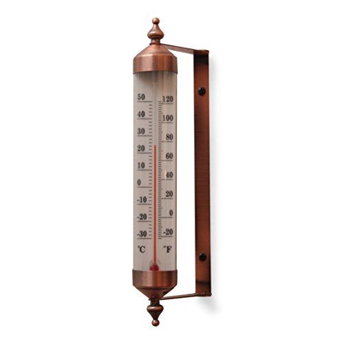 Antique Copper Finish Adjustable Angle 10 Inch Garden Thermometer .