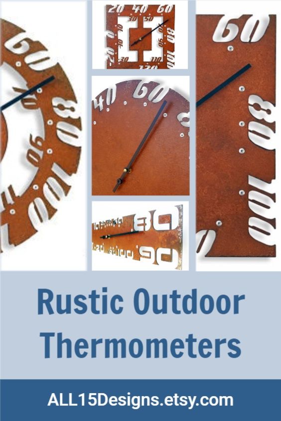 Rustic Outdoor Thermometers | Rustic metal wall art, Outdoor .