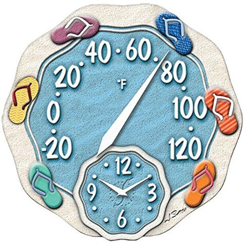 Springfield 12" Sandals Poly Resin Clock Thermometer | Outdoor .