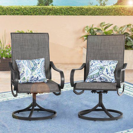 MF Studio 2PCS Outdoor Dining Chairs Swivel Steel Chairs with .