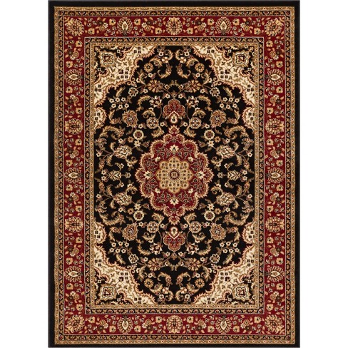 Noble Medallion Black Persian Floral Oriental Formal Traditional .