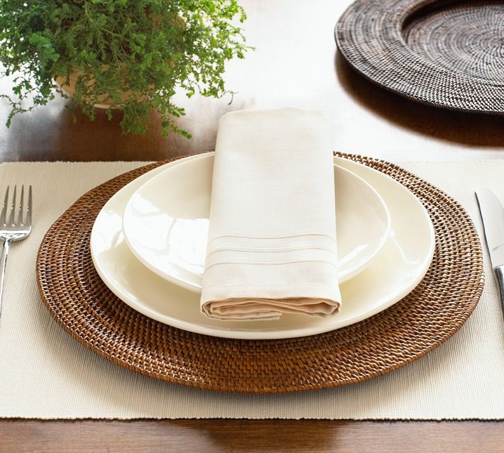 What do you think of these neutral plates with the rattan placemat .