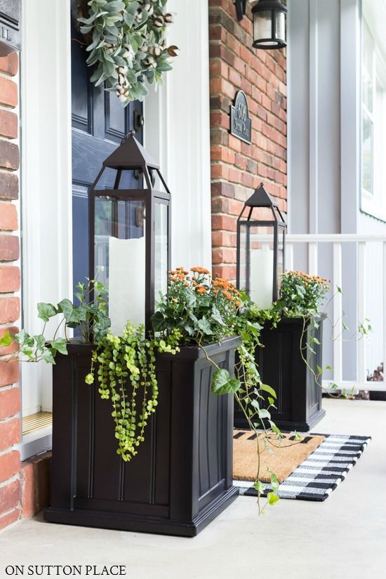 Fall Planter Idea: Lanterns & Mums | On Sutton Place | Front porch .