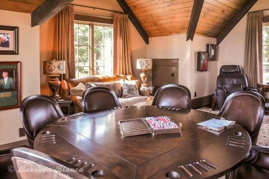 Dream house, man cave, game room, poker table, card table, leather .