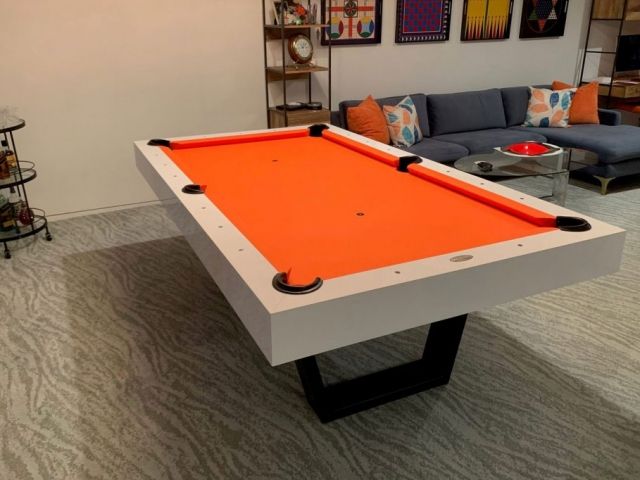 Simple High end Manetho Pool Table- Orange, piano white high gloss .