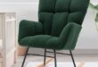 Epping Accent Modern Armrest Green Faux Shearling Fabric .