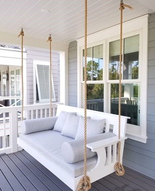 Hanging swing beds are booming and with custom designed cushions .