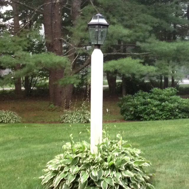 Light post | Light post landscaping, Colonial garden, Front yard .