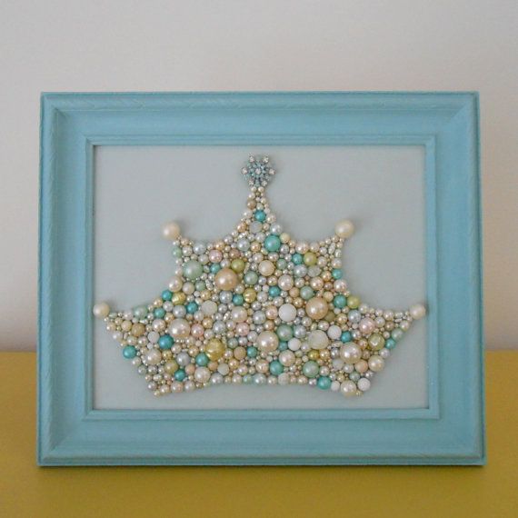 Mosaic Art. Princess Crown Wall Art. Snowflake.pastel Blue | Etsy .