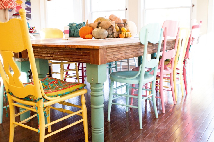 Pastel Painted Dining Chairs - Interiors By Col