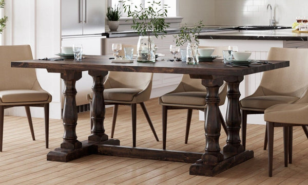 Madeline Solid Hardwood Double Pedestal Table, Made in USA – James .