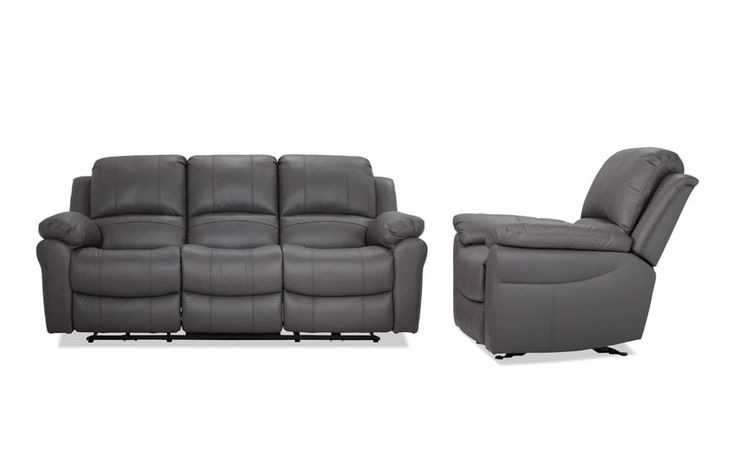 Storm Leather Gray Power Sofa and Manual Gliding Recliner in 2023 .