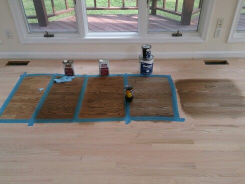 Choosing hardwood floor stain for our home. From left to right .