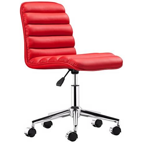 Zuo Admire Red Armless Office Chair - #T2467 | Lamps Plus | Black .