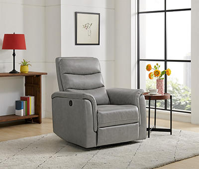 Real Living Taupe Faux Leather Power Recliner | Big Lo