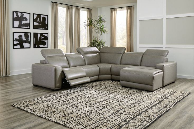 Correze Gray 5-Piece Power Reclining Sectional with Chaise in 2023 .