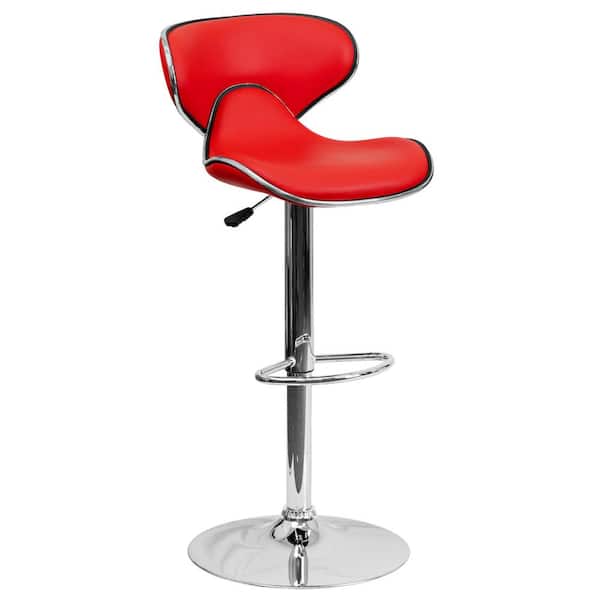 Flash Furniture 32.50 in. Adjustable Height Red Cushioned Bar .
