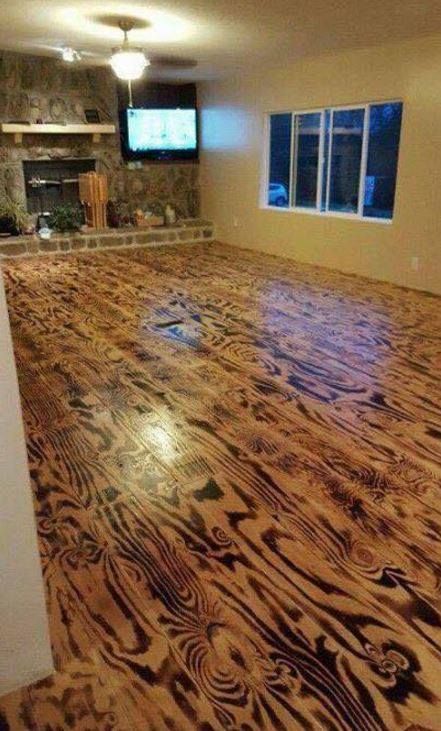 Floor made of scorched wood | Burnt plywood floor, Cheap home .