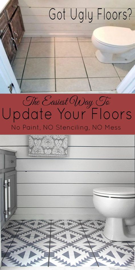 Floor Stickers in The Bathroom! - The Honeycomb Home | Inexpensive .