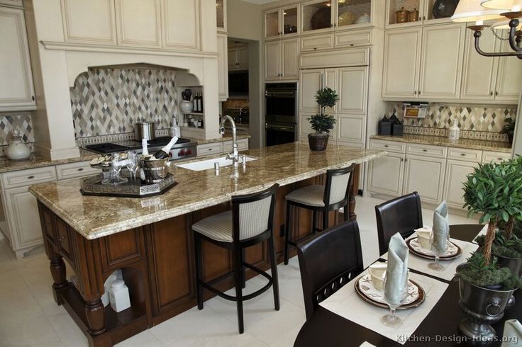 Brown cabinets | Luxury kitchen design, Antique white kitchen .