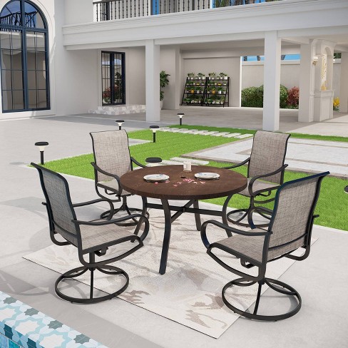 5pc Patio Set With Steel Table With 2" Umbrella Hole & Steel 360 .