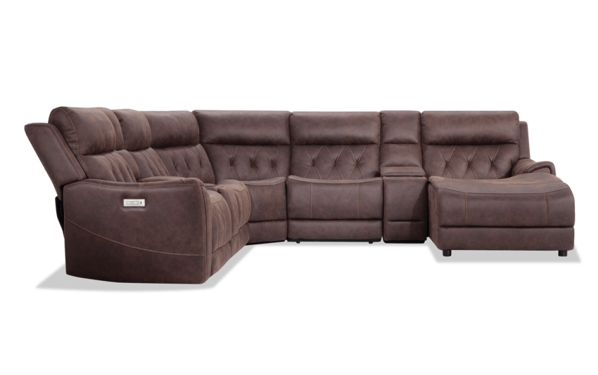 Canyon Walnut 7 Piece Left Arm Facing Power Reclining Sectional in .