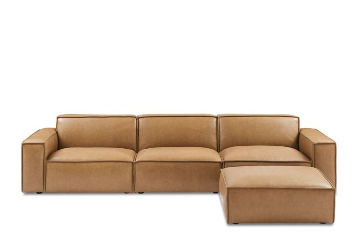 Jonathan Leather Extended Sofa with Ottoman | Castlery | Castlery .