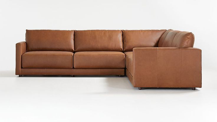 Gather Deep Leather 3-Piece Sectional Sofa + Reviews | Crate .