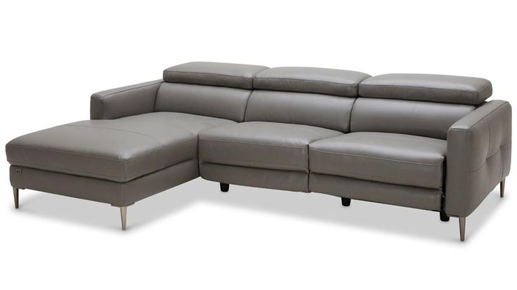 Reno Reclining Sectional - Slate | Grey leather sectional, Modern .