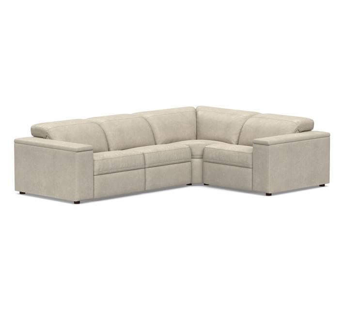 Ultra Lounge Square Arm Leather 4-Piece Reclining Sofa Sectional .