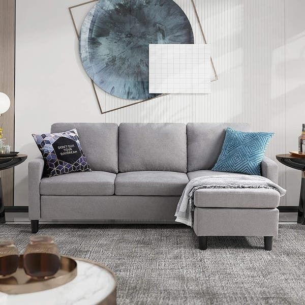 Futzca Linen Upholstered L-shaped Sectional Sofa w/ Reversible .