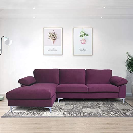 Veryke Modern 2-Seat Sectional Sofa, L-Shaped Couch Sofa Sleeper .