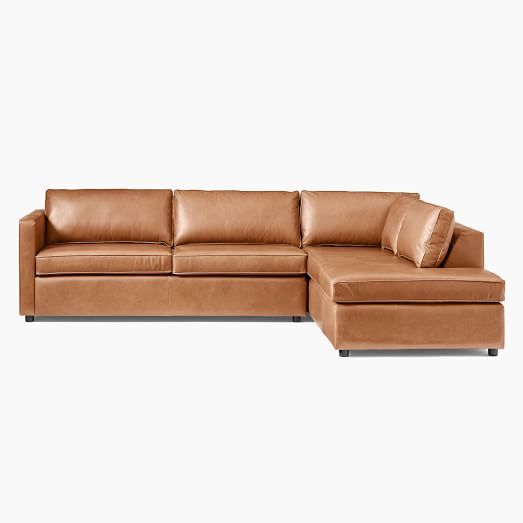 Harris Leather 2-Piece Sleeper Sectional w/ Bumper Chaise (111 .