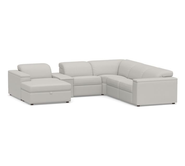 Ultra Lounge Square Arm Upholstered 7-Piece Reclining Sectional .