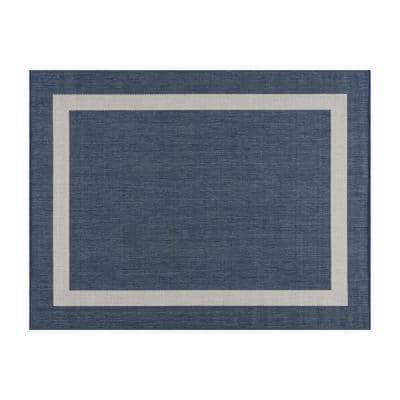 CAMILSON Blue/White 8 ft. x 10 ft. Bordered Indoor/Outdoor Area .
