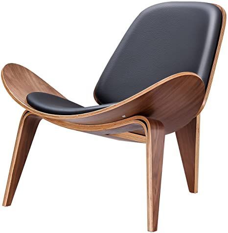 ZEFISON Hans Wegner Style Three- Legged Shell Chair Ash Plywood .