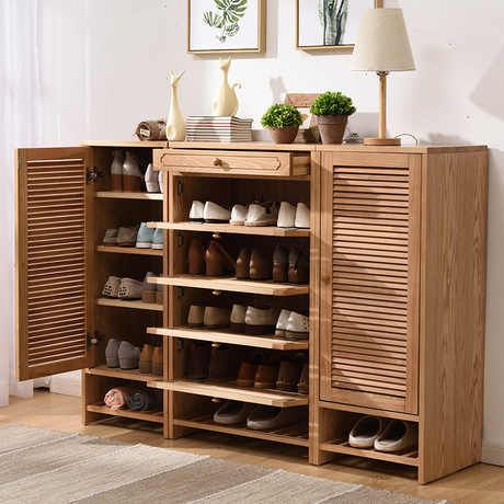 Shoe Cabinets Shoe Rack Home Furniture beech Solid wood shutter .