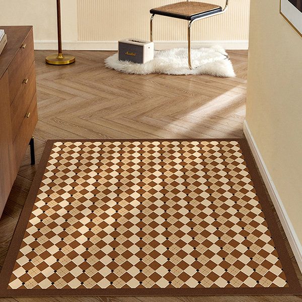 Rectangular Faux Leather Checkerboard Rug from Apollo Box .