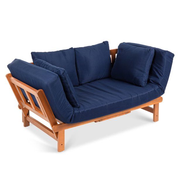 Best Choice Products Outdoor Convertible Acacia Wood Futon Sofa w .