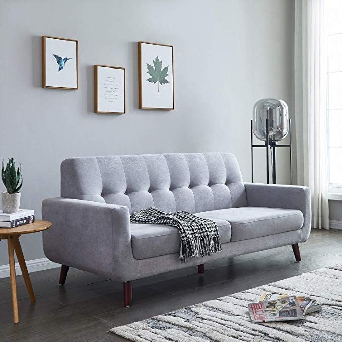 Amazon.com: Mid-Century Modern Tufted Fabric Loveseat Sofa Couch .