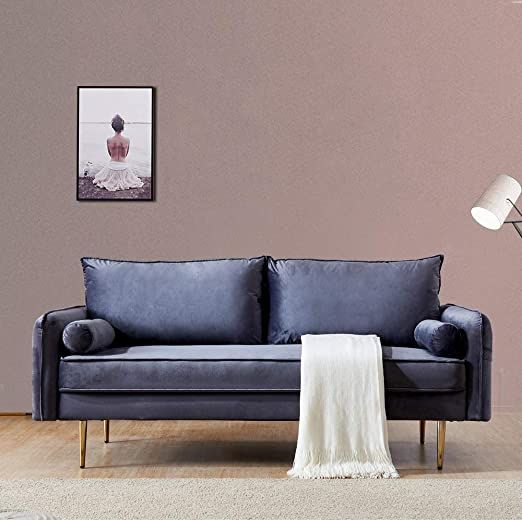 VANGOAL Nordic Style Velvet Sofa Furniture, 71 Inch Velvet Futon .