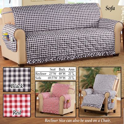 Ruffled Check Furniture Protector Cover | Fabric sofa cover, Diy .