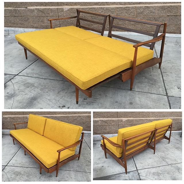 JAPANESE STYLE MID CENTURY WALNUT PULL OUT BED | Contemporary sofa .