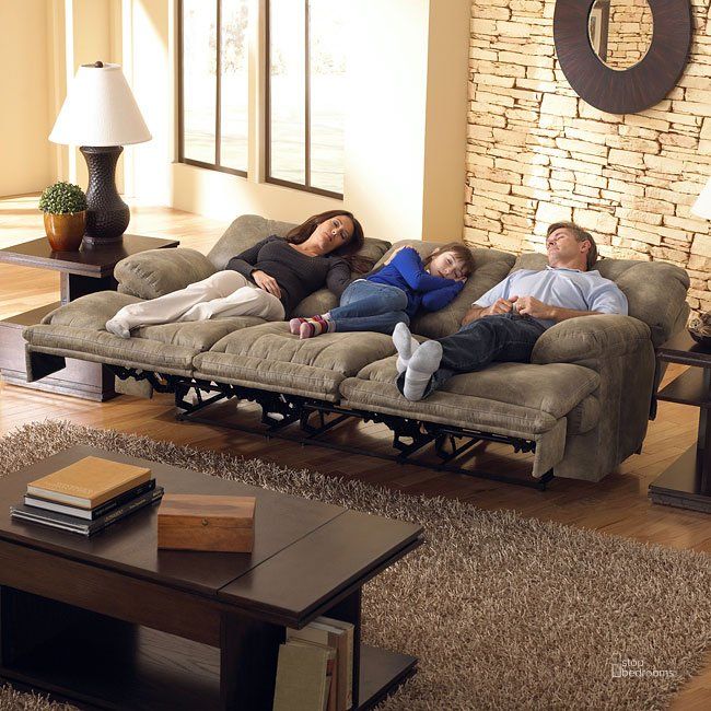 Voyager Brandy Reclining Sofa With 3 Recliners - 1StopBedroo