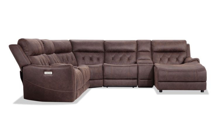 Canyon Walnut 7 Piece Left Arm Facing Power Reclining Sectional in .