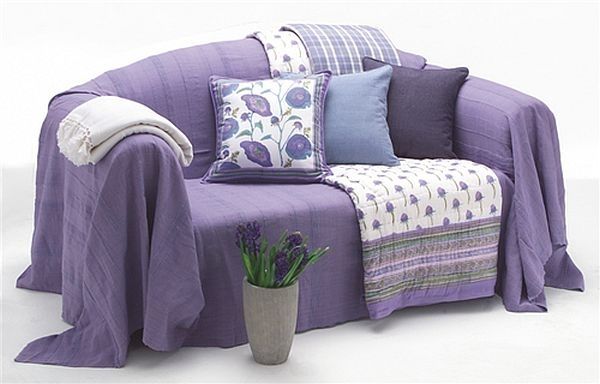 Sofa cover ideas purple sheet decorative pillows white purple .
