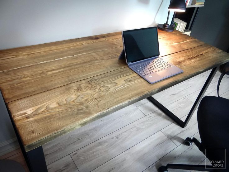 Reclaimed Wooden Written Desk Solid Metal Legs Laptop Desk - Etsy .