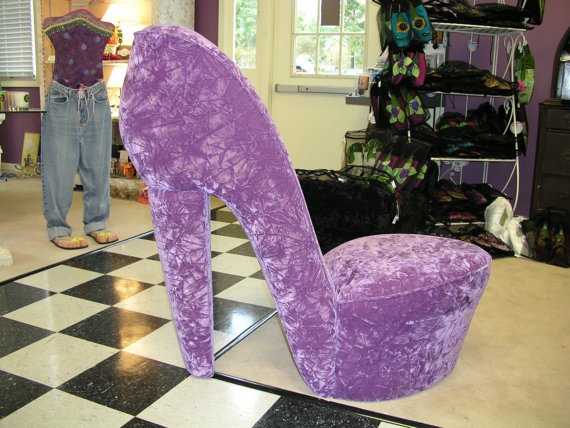Purple High Heel Shoe Chair shoechair by HighHeelShoeChairCom .
