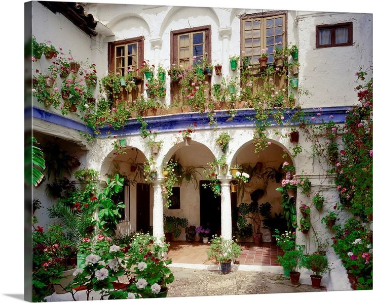 Spain, Andalucia, Typical courtyard (patio) Wall Art, Canvas .